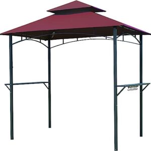 Grill Gazebo 5×8 Grill BBQ Canopy Tent Shelter with 2 Tier Hardtop Outdoor Patio Backyard Deck (L96 x W60 x H101, Red)