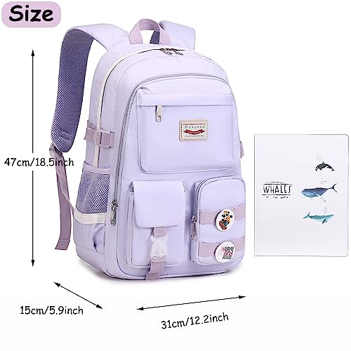 Makukke School Backpacks for Teen Girls - Laptop Backpacks 15.6 Inch College Cute Bookbag Anti Theft Women Casual Daypack,Purple Backpack