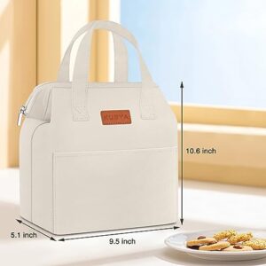 KUBYA Lunch Bag Simple Lunch Box for Women Men Insulated Lunch Bag & 1 Storage bag Simple Reusable Lunch Tote Bag for Work, Picnic Beach or Travel (Beige)