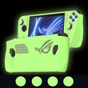 Silicone Protective Case for ASUS Rog Ally, Silicone Case Anti-Slip Shockproof Cover for ASUS Rog Ally Gaming Console with Non-Slip Thumb Grips (Glow Green)