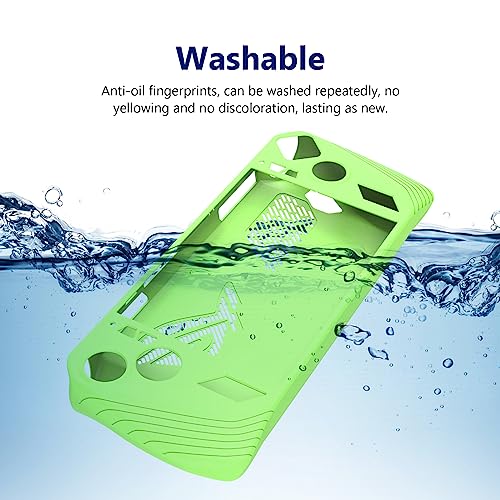 Silicone Protective Case for ASUS Rog Ally, Silicone Case Anti-Slip Shockproof Cover for ASUS Rog Ally Gaming Console with Non-Slip Thumb Grips (Glow Green)