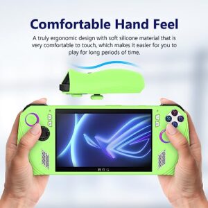 Silicone Protective Case for ASUS Rog Ally, Silicone Case Anti-Slip Shockproof Cover for ASUS Rog Ally Gaming Console with Non-Slip Thumb Grips (Glow Green)