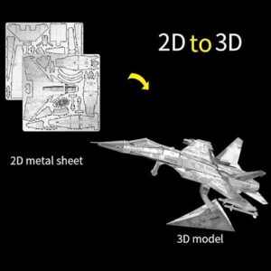 JOMIOD 3D Metal Model Kits, J20 Jet Military Airplane Model Building Kits for Teens Men Hobbies Toys, 3D Metal Puzzle for Adults DIY Brain Teaser Puzzles, Great Birthday Gifts (J-15)