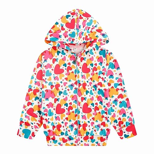 Popshion Baby Girl Jacket Heart Zip up Cute Sweatshirt Kids Warm Coats light Spring Outerwear Toddler Girls Valentine's Day Hoodie 5t