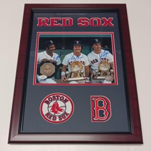 Boston Baseball Jim Rice, Fred Lynn, And Dwight Evans, Hand Signed 12x18 Frame