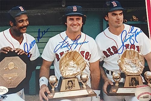 Boston Baseball Jim Rice, Fred Lynn, And Dwight Evans, Hand Signed 12x18 Frame