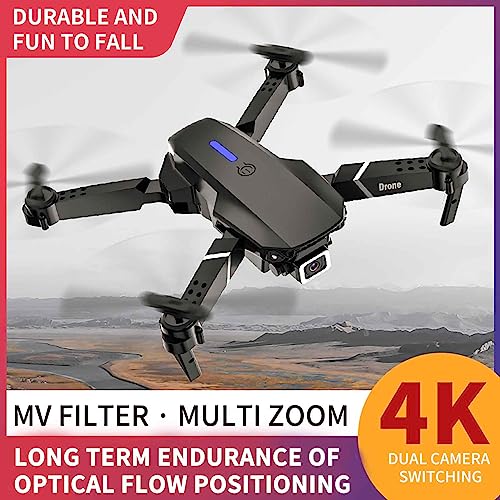 Drone Dual Camera Aerial Hd 4k Quadcopter Toy, Suitable For Adults, Folding Radio Controlled Aircraft,Follow Me, Brushless Motors, Circular Flight, Waypoint Flight, Altitude Hold, Headless Mode, (Three batteries)