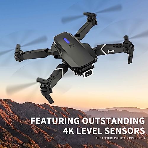 Drone Dual Camera Aerial Hd 4k Quadcopter Toy, Suitable For Adults, Folding Radio Controlled Aircraft,Follow Me, Brushless Motors, Circular Flight, Waypoint Flight, Altitude Hold, Headless Mode, (Three batteries)