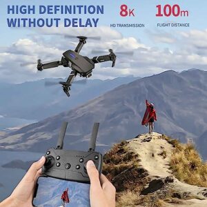 Drone Dual Camera Aerial Hd 4k Quadcopter Toy, Suitable For Adults, Folding Radio Controlled Aircraft,Follow Me, Brushless Motors, Circular Flight, Waypoint Flight, Altitude Hold, Headless Mode, (Three batteries)