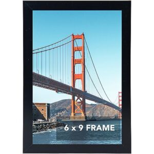 omishe 6x9 picture frame black for wall hanging or tabletop, 6 x 9 frame wall mounting horizontally or vertically, 6 by 9 wall gallery photo frame, black
