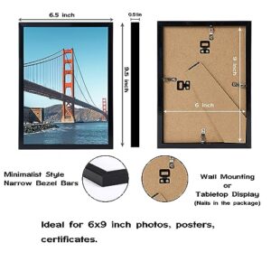 OMISHE 6x9 Picture Frame Black for Wall Hanging or Tabletop, 6 x 9 Frame Wall Mounting Horizontally or Vertically, 6 by 9 Wall Gallery Photo Frame, Black