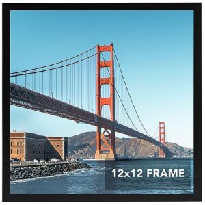 omishe 12x12 picture frame black for wall hanging, 12 x 12 frame wall mounting horizontally or vertically, 12 by 12 wall gallery photo frame, black