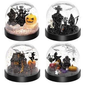 karsspor halloween snow globe kit, 4 pcs water globes making kit with complete accessories, arts and crafts for kids, halloween decoration indoor, great halloween gifts for girls and boys 4-12