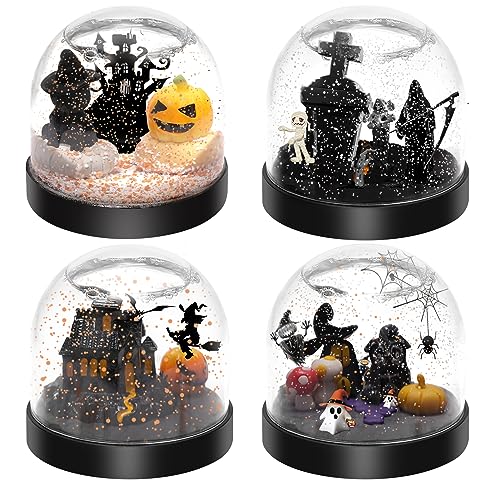 Karsspor Halloween Snow Globe Kit, 4 PCS Water Globes Making Kit with Complete Accessories, Arts and Crafts for Kids, Halloween Decoration Indoor, Great Halloween Gifts for Girls and Boys 4-12