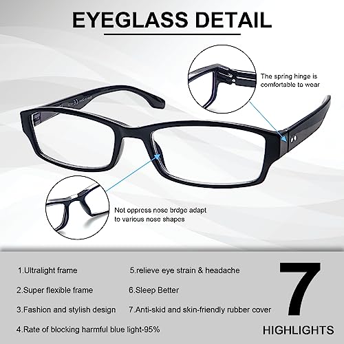 SUNVOES Reading Glasses for Men Women 6 Pack Blue Light Blocking Computer Spring Hinge Readers Filter UV Eyeglasses (6 mix color, 2.75, multiplier_x)