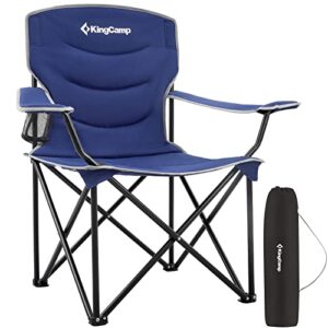 kingcamp oversized camping chairs for adults, padded heavy duty portable folding chair for outside, camp, sports, beach, outdoor, lawn