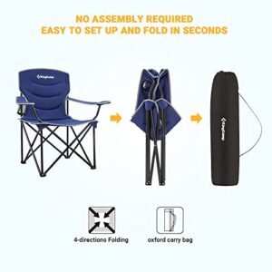 KingCamp Oversized Camping Chairs for Adults, Padded Heavy Duty Portable Folding Chair for Outside, Camp, Sports, Beach, Outdoor, Lawn