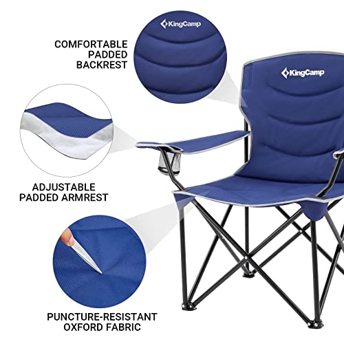 KingCamp Oversized Camping Chairs for Adults, Padded Heavy Duty Portable Folding Chair for Outside, Camp, Sports, Beach, Outdoor, Lawn