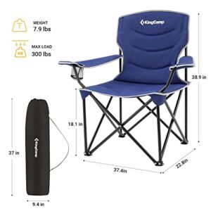 KingCamp Oversized Camping Chairs for Adults, Padded Heavy Duty Portable Folding Chair for Outside, Camp, Sports, Beach, Outdoor, Lawn