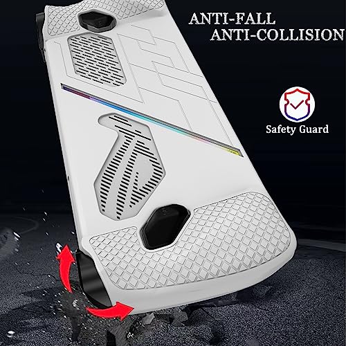 NINKI Compatible Silicone ASUSS ROG Ally Gaming Handheld Case,Soft Silicone Case Dustproof Lightweight Protective Case Cover for ASUS Rog Ally Gaming Console Protector Case White (No Screen Protector)