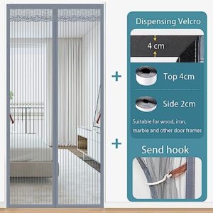 Mesh Door Screen with Magnets Heavy Duty Screen Door mesh Magnetic Screen Door Screen Door Mosquito Door net Magnetic (W x L:95x210cm(37×82inch),Striped Gray)