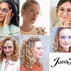 JOVAKIT Heart Shaped Blue Light Blocking Glasses for Women Fashion Vintage Lovely Style Metal Frame Eyeglasses (Silver)