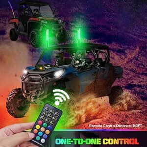 CO LIGHT Fat Spiral LED Whip Lights Thick Antenna 1FT Remote Control RGB Chasing/Dancing Light for UTV ATV 2PCS, APP-Supported 300 Colors & 200 Modes with Turn Signal, Brake Light, Reversing Light