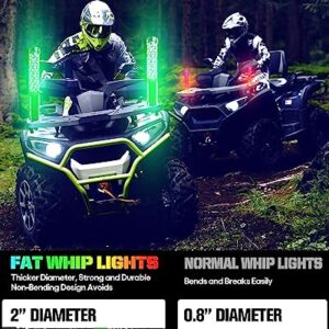 CO LIGHT Fat Spiral LED Whip Lights Thick Antenna 1FT Remote Control RGB Chasing/Dancing Light for UTV ATV 2PCS, APP-Supported 300 Colors & 200 Modes with Turn Signal, Brake Light, Reversing Light