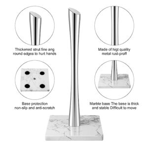 Welisya Marble Paper Towel Holder Silver Countertop,Standing Kitchen Paper Towel Holder Roll Holder- for Kitchen Bathroom Countertop, Standard Paper Towel Holder (with Marble Base)