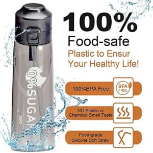 Air Up Water Bottle, 650ML Fruit Fragrance Water Bottle with 4 Air Up Flavour Pods, 0% Sugar Water Cup BPA Free, Sports Water Cup Suitable for Gym and Outdoor Sports (Black+4 Pods)