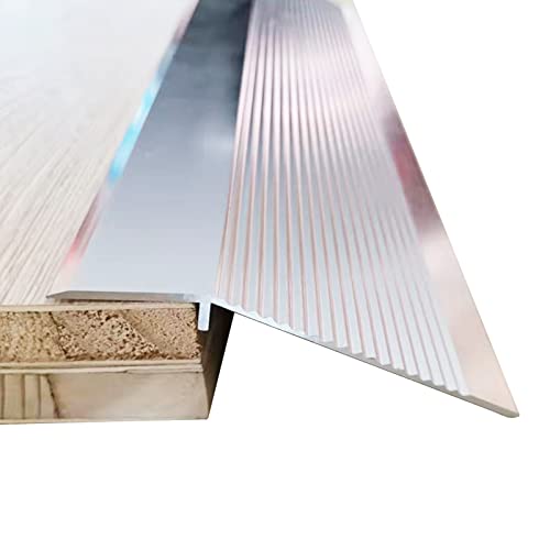 Aluminum Alloy Transition Strip Threshold for Bathroom Door/Exterior Door,Carpet to Laminate Edge Trim Strip,Smooth Transition (Color : Silver)