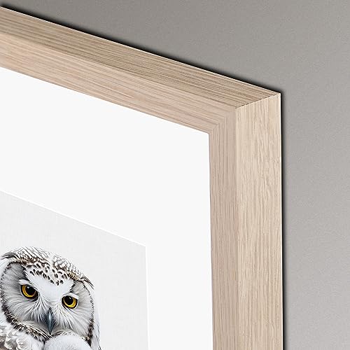 11x14 Picture Frame, 11 x 14 White Oak Wood Pictures Frame with Tempered Glass, 11"x14" Solid Wood Frames with Mat for 8x10 Pictures for Wall Art Photo and Prints Posters Home Décor Gifts, 1 pack