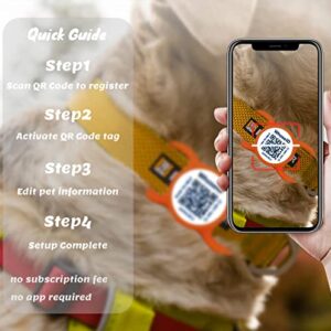 WhoseID QR Code Dog Tag, Cat ID Tag, Personalized Dog Tag, Cat Collar Accessories, Small Size Dog Tag, Silent Silicone Durable Tag, Modifiable Pet Online Profile, Send Location (Black&White)