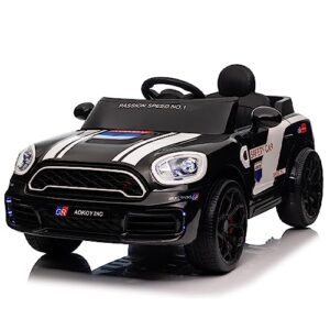 12v electric drift kart, go kart for kids 3+, battery powered ride on car with remote control, go carts drifting toy vehicle with built-in music, lockable doors, black