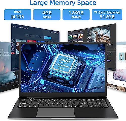 SGIN Laptop Computer, 17 Inch 1920 * 1080 IPS Display，4GB RAM 128GB ROM, Windows 11 Laptops with Intel Celeron Quad Core Processor, Mini HDMI, Webcam, Dual-Brand WiFi, 512GB Expansion