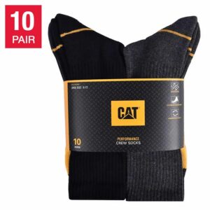 Caterpillar performance crew length socks 10 pack mens shoe size 8-12