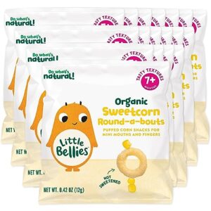 little bellies organic round-a-bouts baby snack, sweetcorn, pack of 18