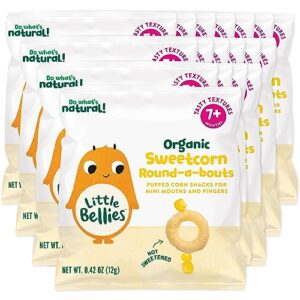 Little Bellies Organic Round-a-bouts Baby Snack, Sweetcorn, Pack of 18