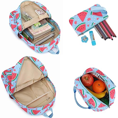 LOIDOU Backpack for Teen Girls Bookbags School Backpack with Lunch Box and Pencil Case 3 in 1 School Bags Set