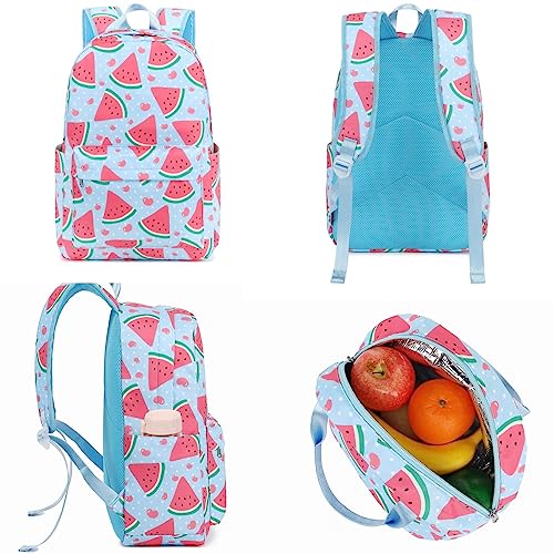 LOIDOU Backpack for Teen Girls Bookbags School Backpack with Lunch Box and Pencil Case 3 in 1 School Bags Set