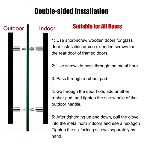 Heavy Duty Commercial Sliding Glass Barn Door Handle Pull, H-molding Contemporary Interior Exterior Door Pull Push Handles, 20/23/32/47/59inch Long, Back-to-Back Mount (Matte Black 120cm/47.2in)