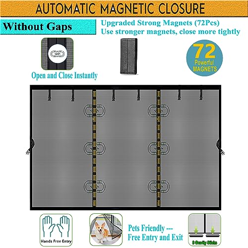 Magnetic Garage Screen Door for 2 Car Garage 19x9ft, Durable Heavy Duty Fiberglass Screen Mesh, Doors Screen with Magnets for Double Garage Doors Breathable, Easy Install, Pass-Through (Black, 19x9)