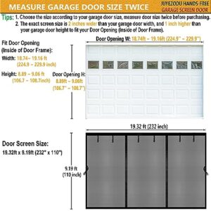 Magnetic Garage Screen Door for 2 Car Garage 19x9ft, Durable Heavy Duty Fiberglass Screen Mesh, Doors Screen with Magnets for Double Garage Doors Breathable, Easy Install, Pass-Through (Black, 19x9)