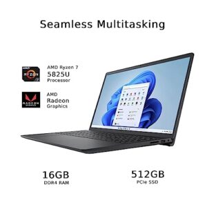 Dell 2022 Inspiron 15 i3000-3525 15.6" FHD Multifunctional Laptop, AMD Ryzen 7 5825U, AMD Radeon Graphics, 16GB DDR4 RAM, 512GB PCIe SSD, Backlit Keyboard, HD Webcam, Win 11 Pro, Black.