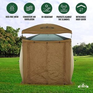 Hike Crew 6.5’ x 6.5’ Enclosed Waterproof Pop-Up Gazebo Tent | 4-Sided Outdoor Canopy Shelter w/Built-In Floor, Screened Roof & Cover, Built-In Awning, Stakes, Ropes & Carry Bag | UV Resistant SPF 50+
