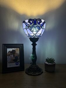 enjoy decor lamps tiffany mini torch table lamp blue baroque style lavender stained glass included led bulb vintage for living room dining room bedroom bedside office hotel h15*w6 in