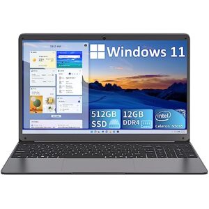 sgin 15.6 inch laptop 12gb ram 512gb ssd, windows 11 laptops with ips fhd 1080p display, pc notebook with intel celeron quad-core processor up to 2.9 ghz, 2.4/5.0g wifi, bt4.2, type-c, 53wh battery