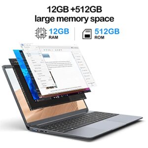 SGIN 15.6 Inch Laptop 12GB RAM 512GB SSD, Windows 11 Laptops with IPS FHD 1080P Display, PC Notebook with Intel Celeron Quad-Core Processor up to 2.9 GHz, 2.4/5.0G WiFi, BT4.2, Type-C, 53WH Battery