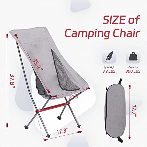 75 75PAI Ultralight High Back Folding Camping Chair, Waterproof All Aluminum Frame Lawn Chair, Portable Beach Chair with Storage Bag for Hiking Beach Fishing Outdoor, Silver