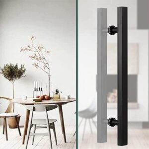 Sliding Barn Door Handle Square Entry Door Handle,Steel Push Pull Door Handle for Shower Glass Sliding/Barn Door/Interior Exterior Door (Black 120Cm)